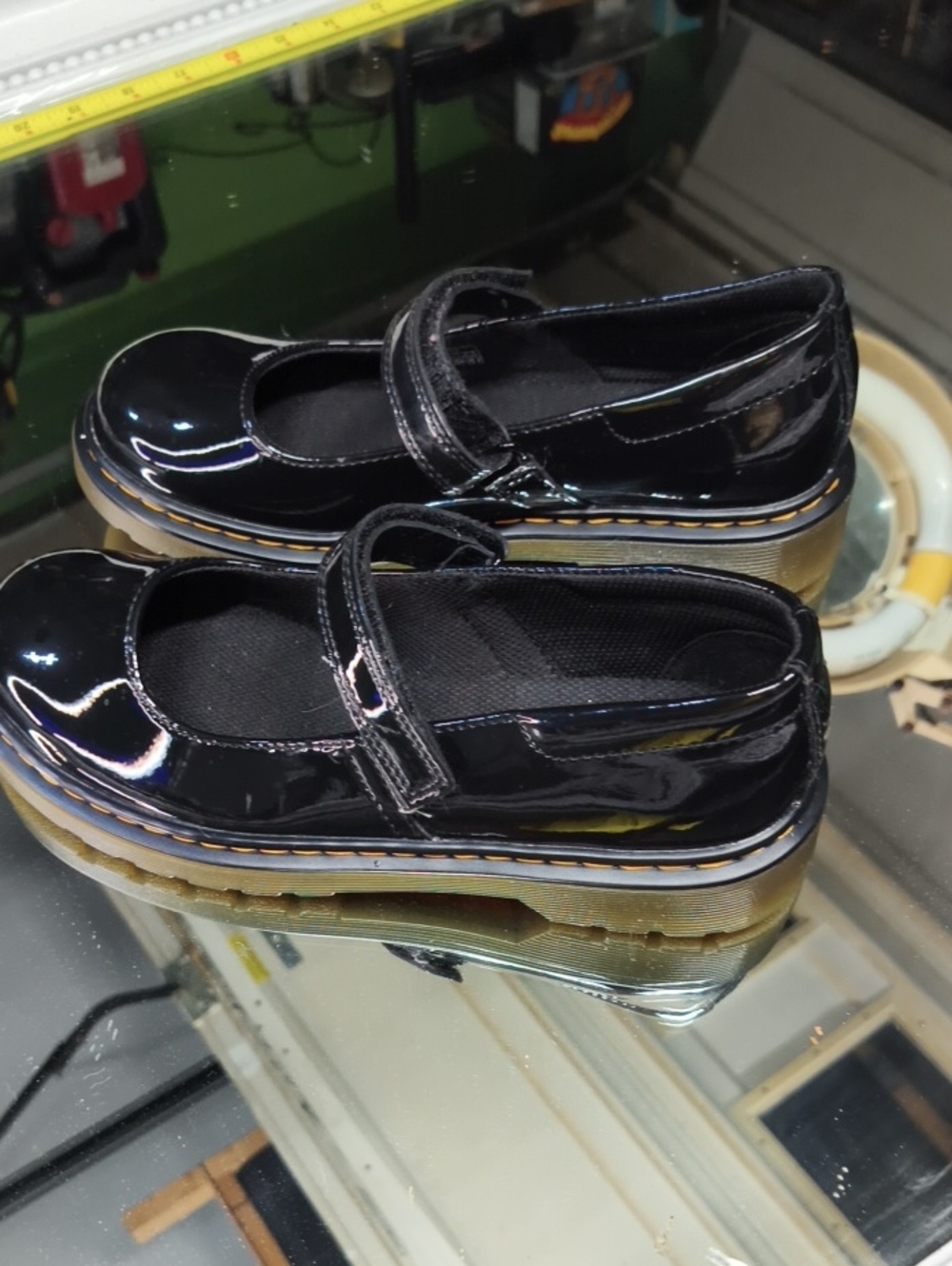 Women's 5 black patent leather Dr. Martens  Maccy Mary Jane shoe MINT